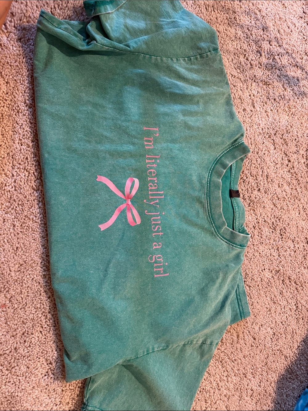 Green Graphic Tee with Pink Ribbon Text